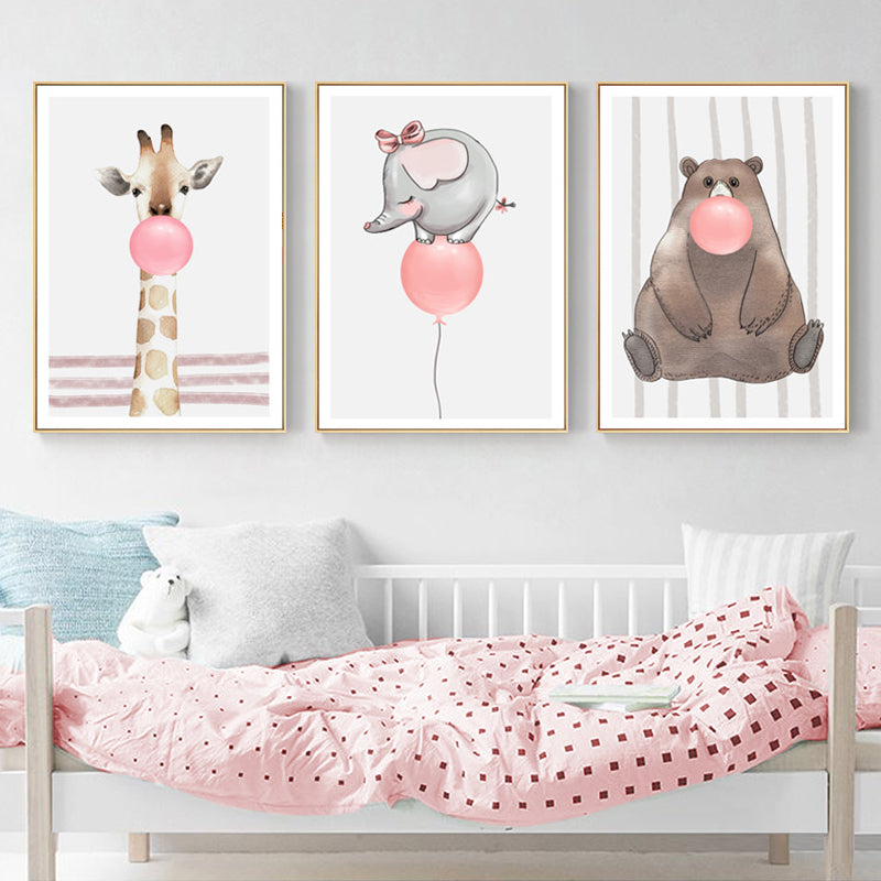 Canvas Wall Art - Woodland Balloon Party Scene Painting