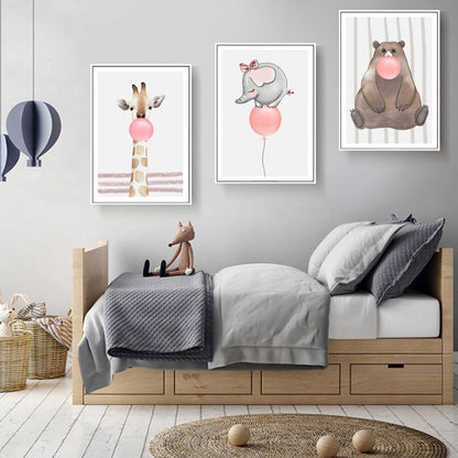 Canvas Wall Art - Woodland Balloon Party Scene Painting