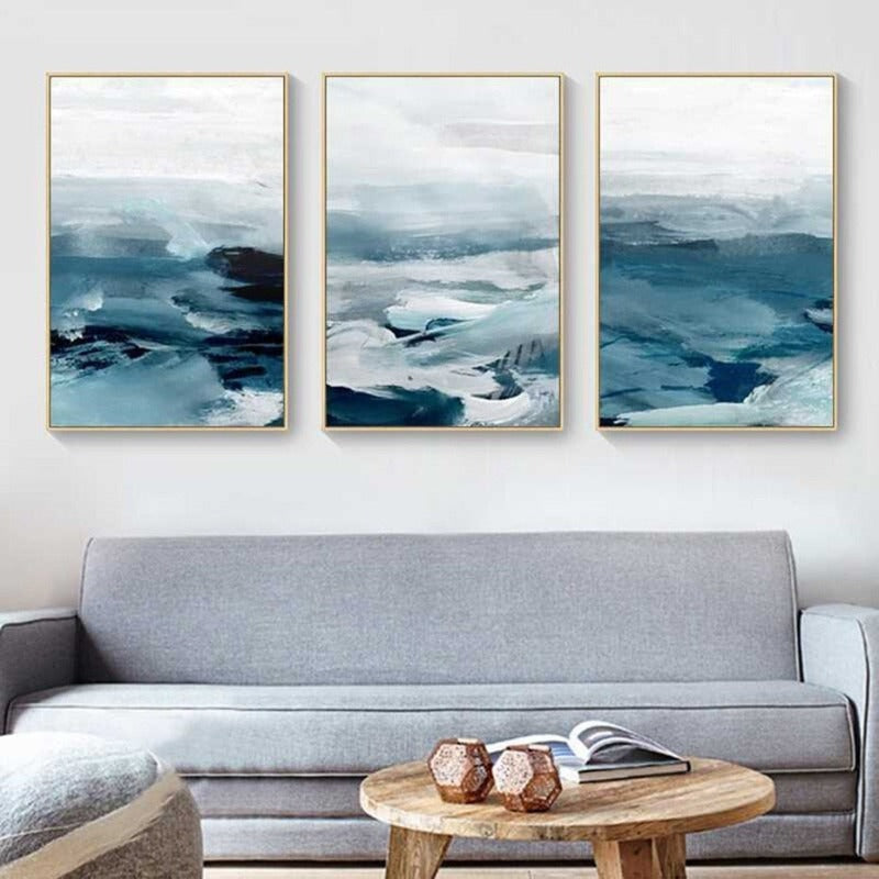 Serene Blue Mountain Abstract Canvas Art for Modern Spaces