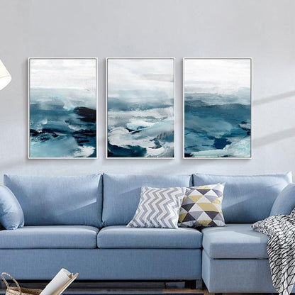 Serene Blue Mountain Abstract Canvas Art for Modern Spaces