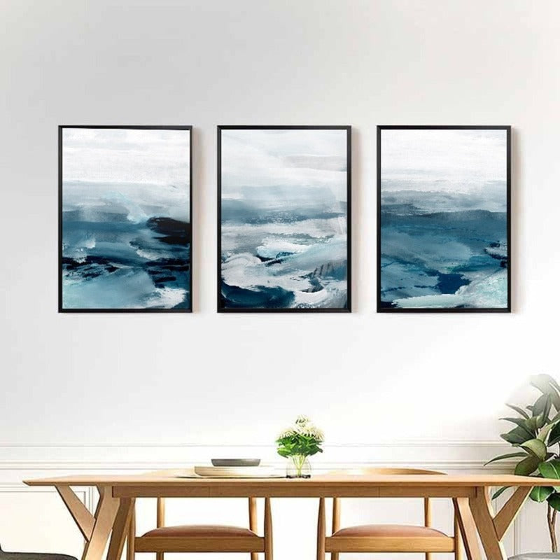 Serene Blue Mountain Abstract Canvas Art for Modern Spaces