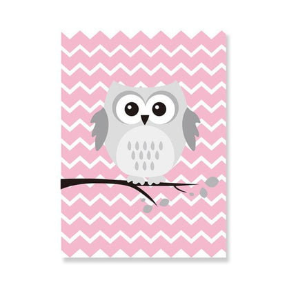 Canvas Wall Art Featuring Baby Pink Owl Design