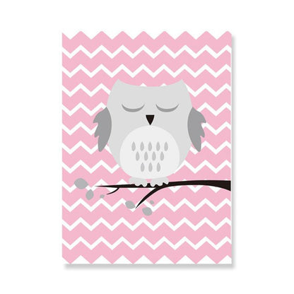 Canvas Wall Art Featuring Baby Pink Owl Design