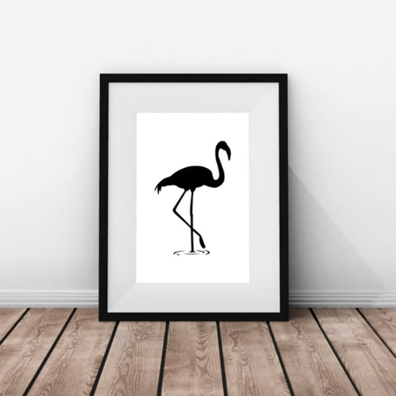 Canvas Wall Art Print - Black Flamingo Design by Taalita