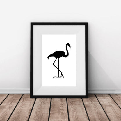 Canvas Wall Art Print - Black Flamingo Design by Taalita
