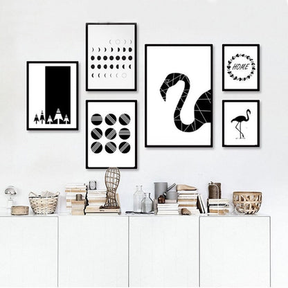 Canvas Wall Art Print - Black Flamingo Design by Taalita