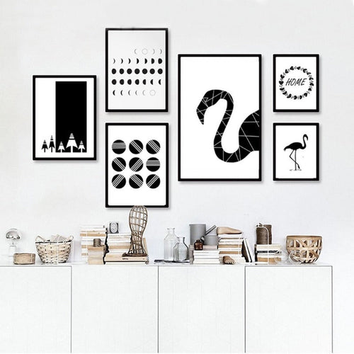 Canvas Wall Art Print - Black Flamingo Design by Taalita