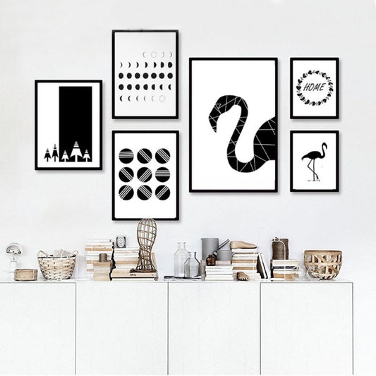 Canvas Wall Art Print - Black Flamingo Design by Taalita
