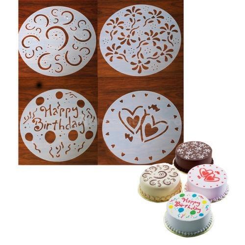 4 Piece Cake Mold Stencil Set