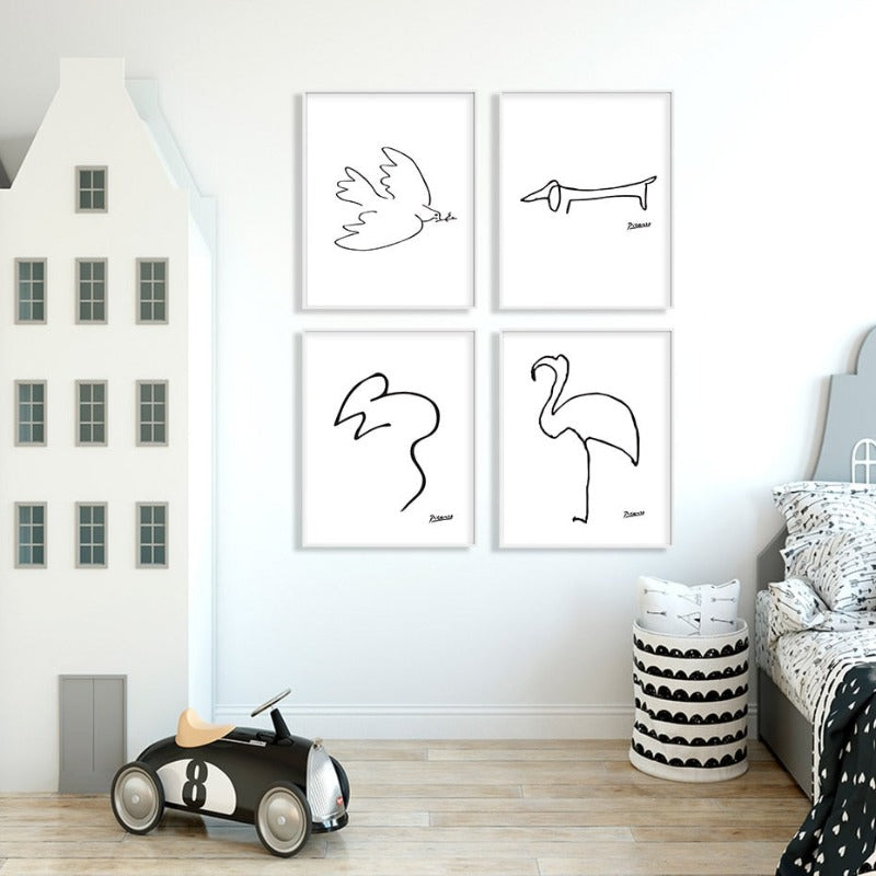 Canvas Artwork of Animal Sketches for Wall Decor