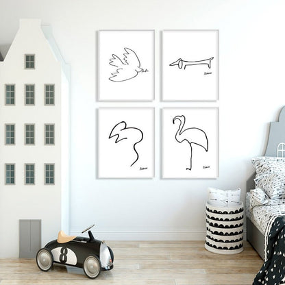 Canvas Artwork of Animal Sketches for Wall Decor