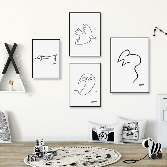 Canvas Artwork of Animal Sketches for Wall Decor