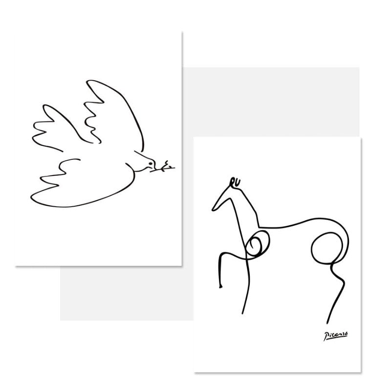 Canvas Artwork of Animal Sketches for Wall Decor