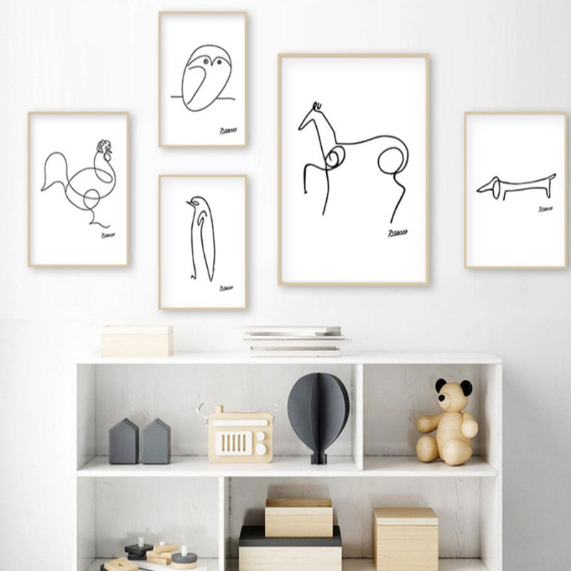 Canvas Artwork of Animal Sketches for Wall Decor