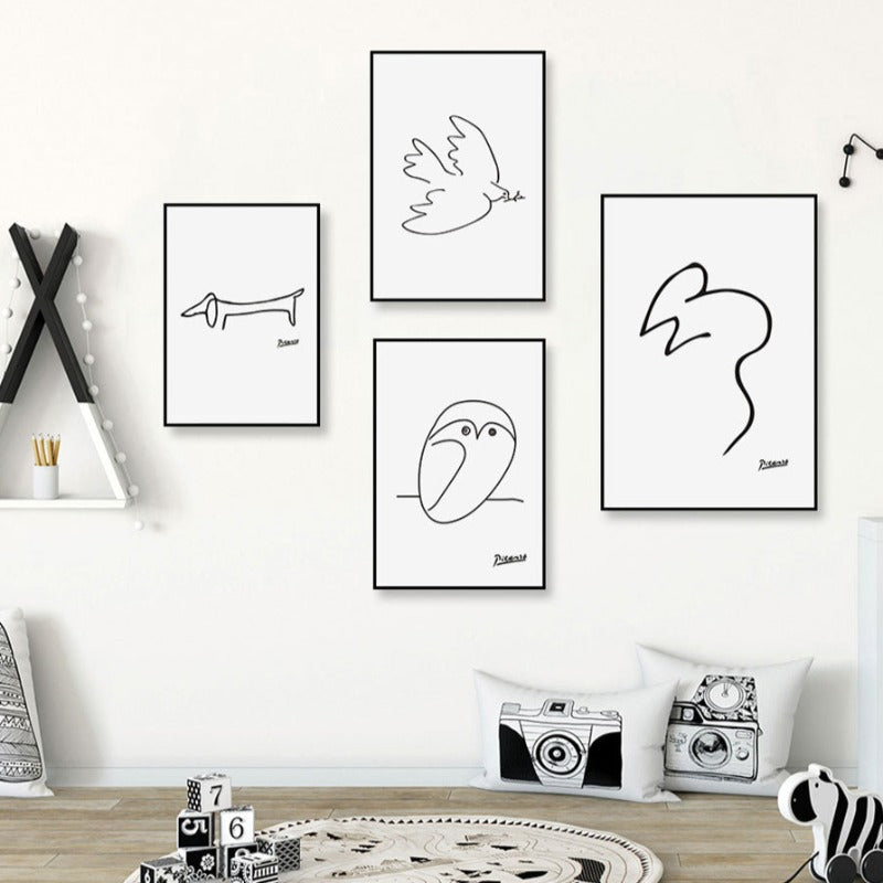 Canvas Artwork of Animal Sketches for Wall Decor