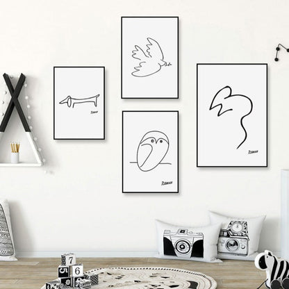 Canvas Artwork of Animal Sketches for Wall Decor