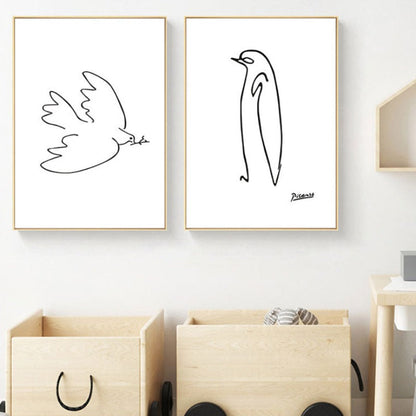 Canvas Artwork of Animal Sketches for Wall Decor