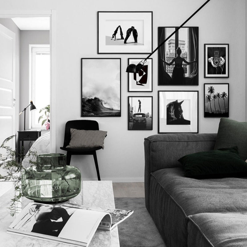 Sophisticated Black and White Abstract Canvas Artwork