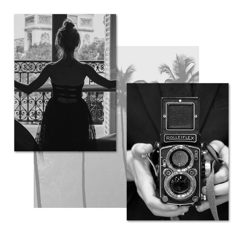 Sophisticated Black and White Abstract Canvas Artwork