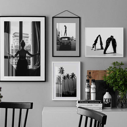 Sophisticated Black and White Abstract Canvas Artwork