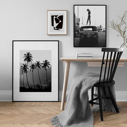 Sophisticated Black and White Abstract Canvas Artwork