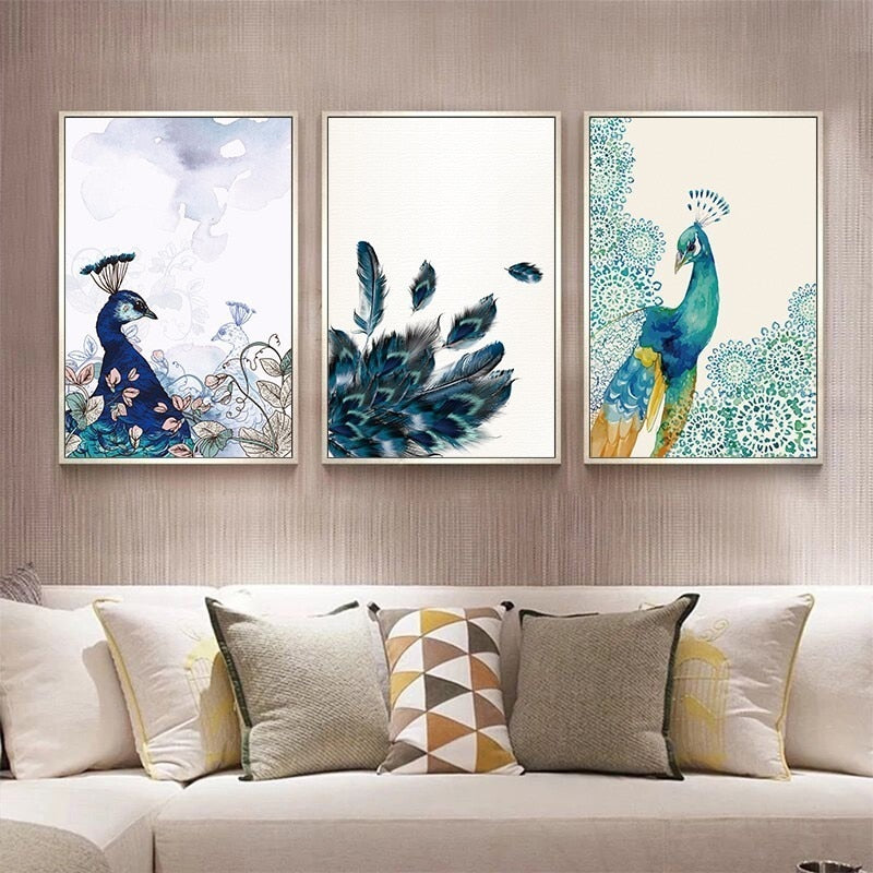 Peacock and Floral Canvas Art Print for Wall Decor