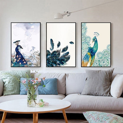 Peacock and Floral Canvas Art Print for Wall Decor