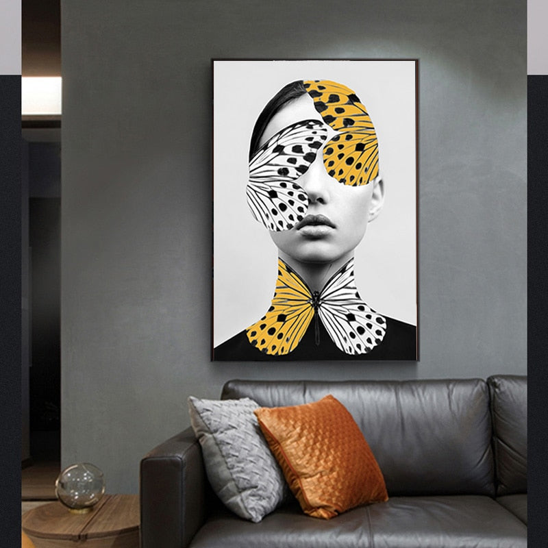 Enchanting Butterfly Woman Canvas Art Print for Home Decor