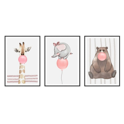 Canvas Wall Art - Woodland Balloon Party Scene Painting