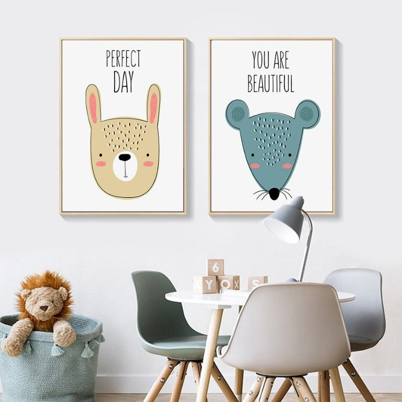 Charming Companions - Vibrant Canvas Wall Art