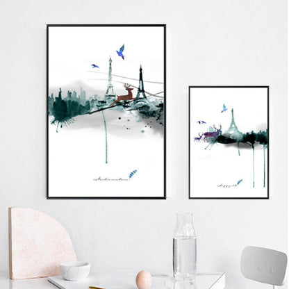 Chic Parisian Deer Canvas Art - Eiffel Tower Inspiration