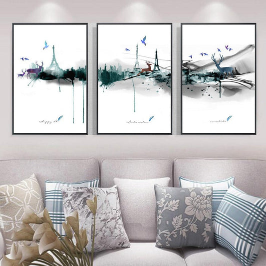 Chic Parisian Deer Canvas Art - Eiffel Tower Inspiration