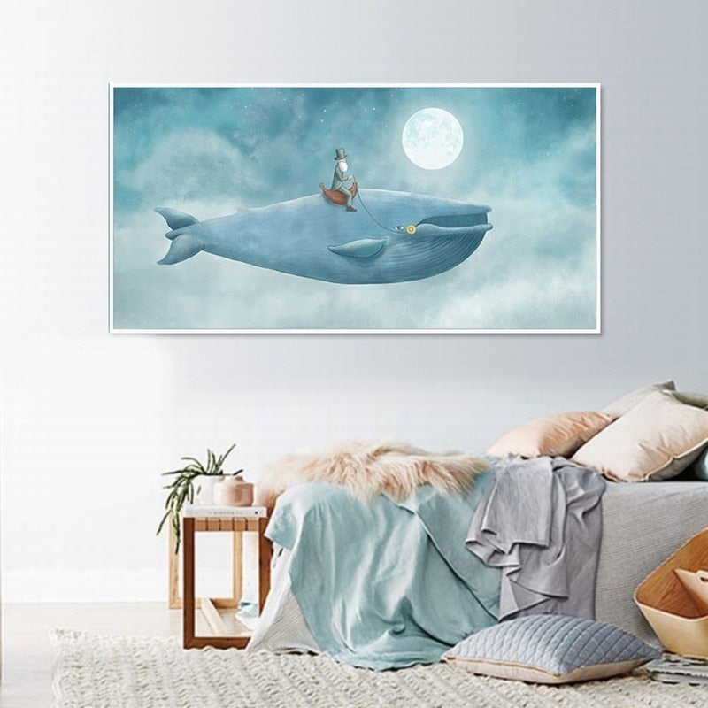 Serene Blue Whale Canvas Art for Tranquil Spaces