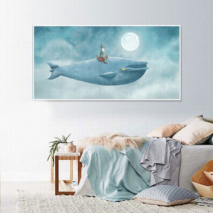 Serene Blue Whale Canvas Art for Tranquil Spaces