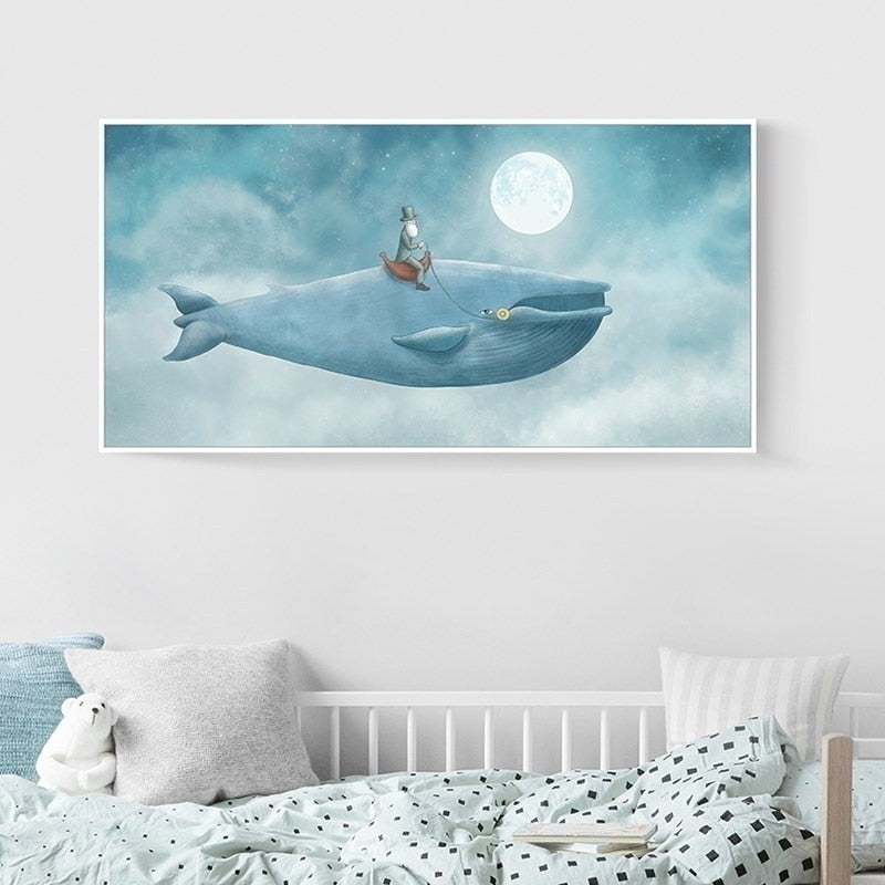 Serene Blue Whale Canvas Art for Tranquil Spaces