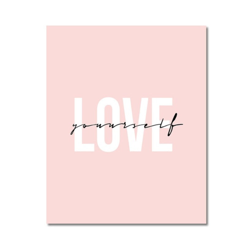 Abstract Canvas Artwork - Love Yourself Wall Decor