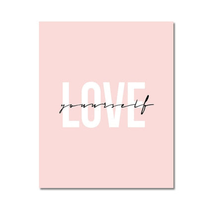 Abstract Canvas Artwork - Love Yourself Wall Decor