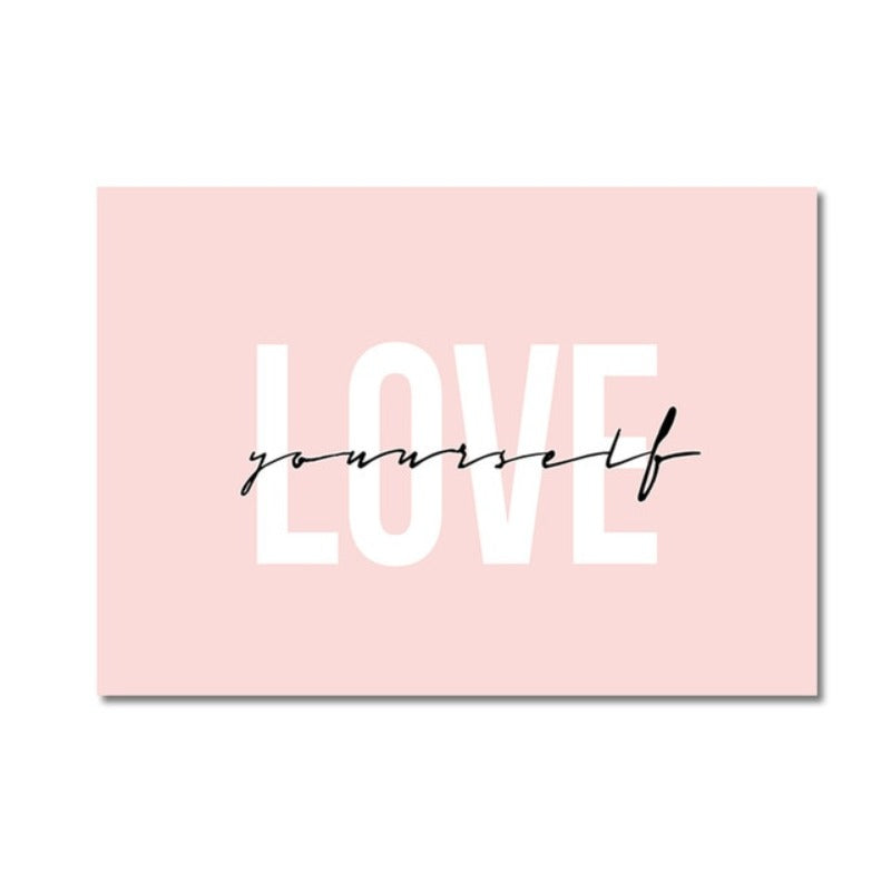 Abstract Canvas Artwork - Love Yourself Wall Decor
