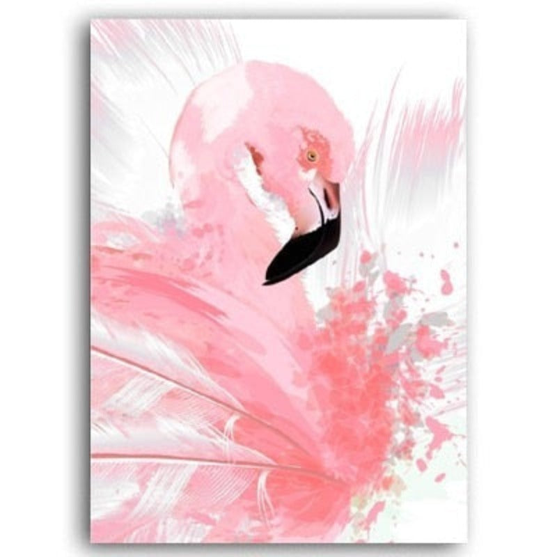 Canvas Wall Art Featuring Pink Flamingo Feather Design