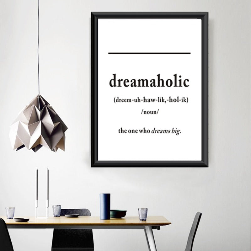 Canvas Wall Art Print - Black and White Dreamaholic Definition