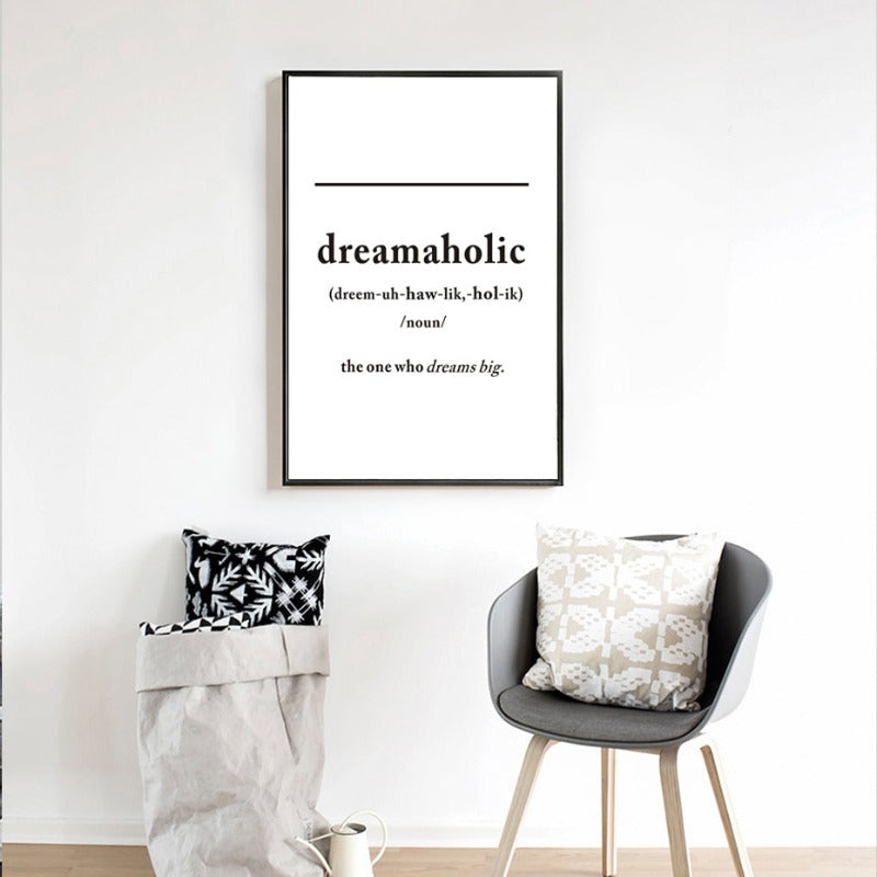 Canvas Wall Art Print - Black and White Dreamaholic Definition