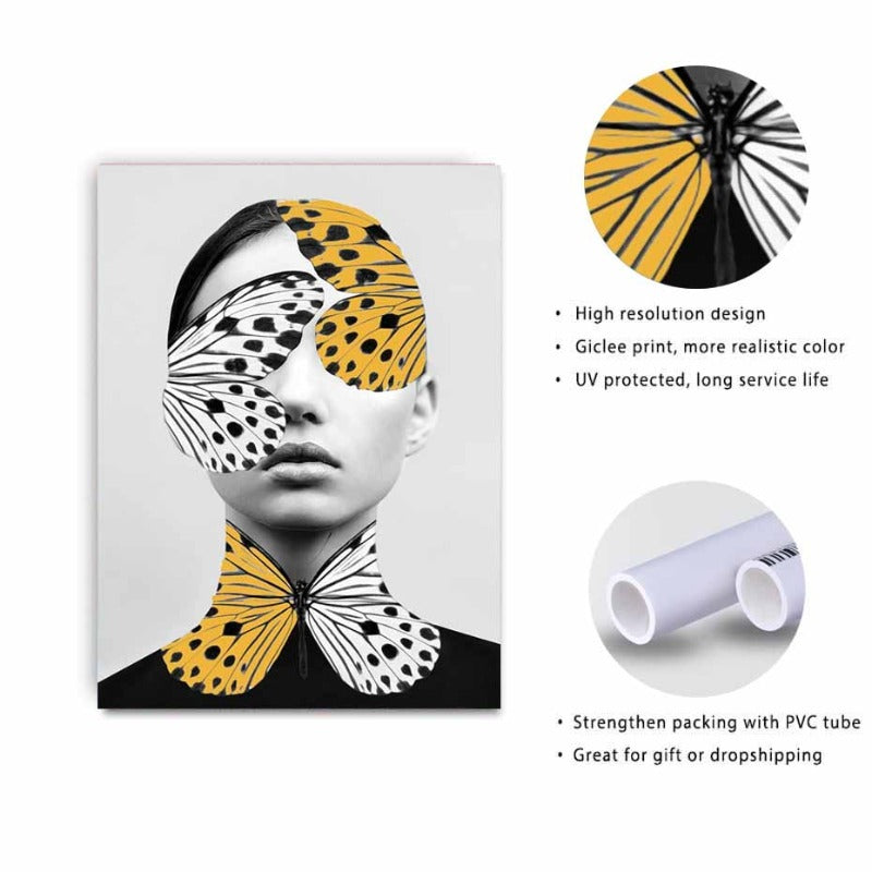 Enchanting Butterfly Woman Canvas Art Print for Home Decor