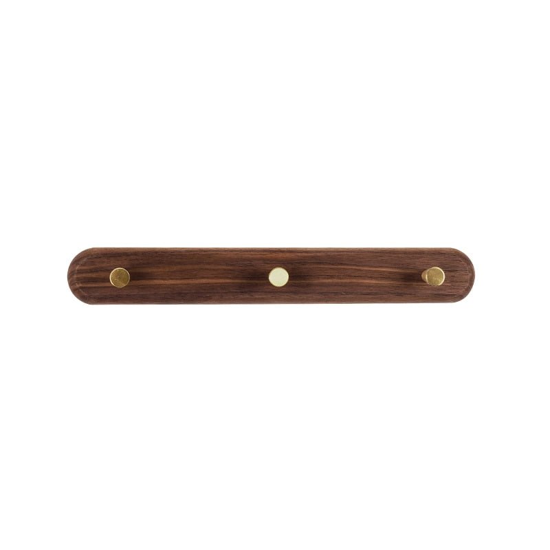 Minimalist Wooden Coat Rack with Brass Hooks for Wall Mounting