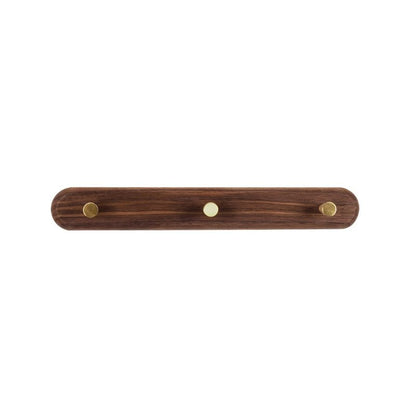 Minimalist Wooden Coat Rack with Brass Hooks for Wall Mounting
