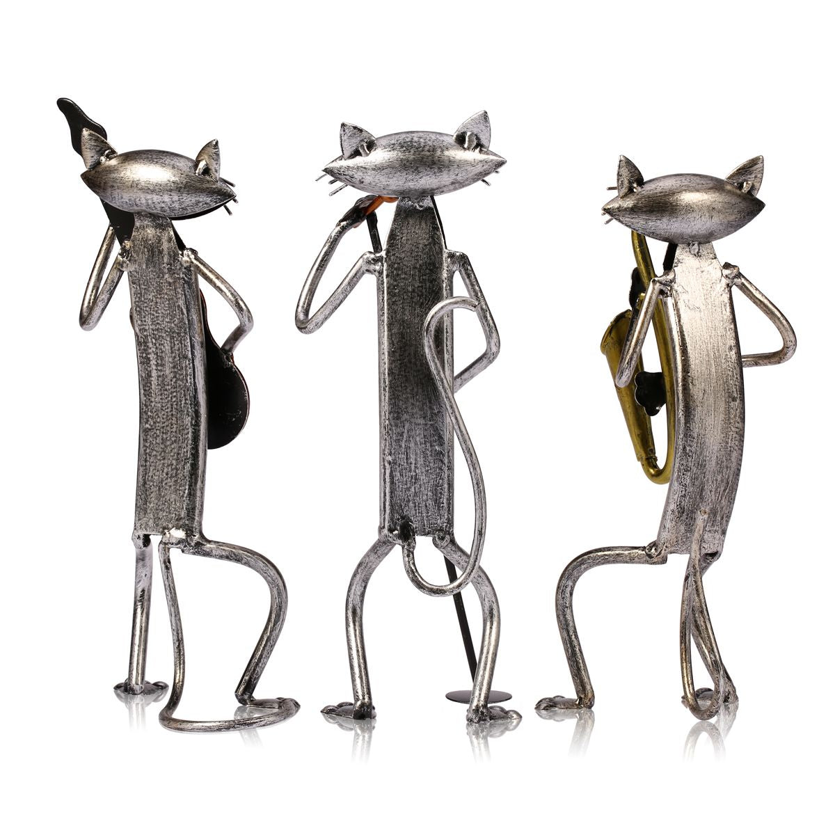 Charming Trio of Musical Cats Sculpture for Home Decor