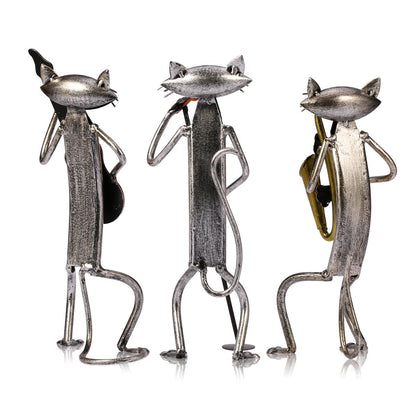 Charming Trio of Musical Cats Sculpture for Home Decor