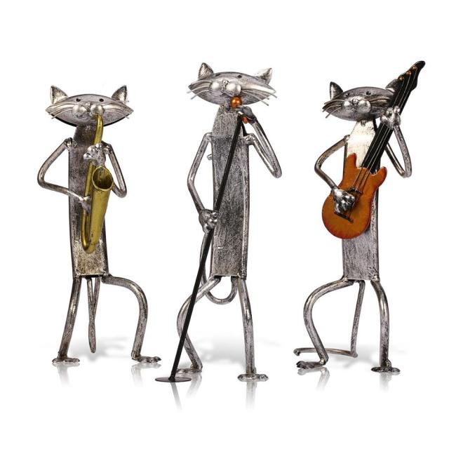 Charming Trio of Musical Cats Sculpture for Home Decor