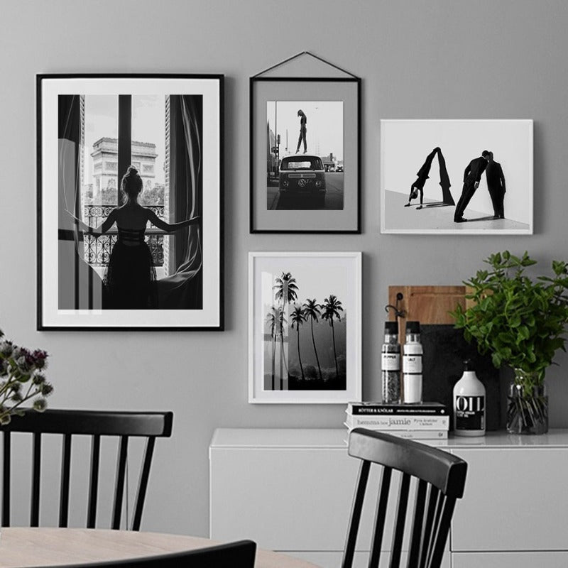 Sophisticated Black and White Abstract Canvas Artwork