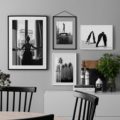 Sophisticated Black and White Abstract Canvas Artwork