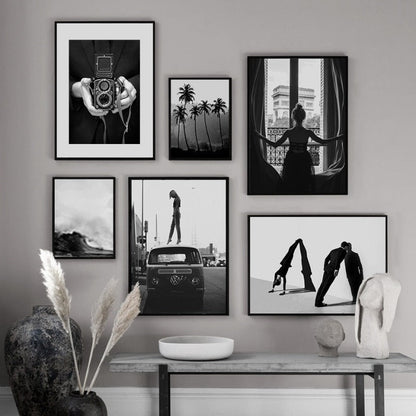 Sophisticated Black and White Abstract Canvas Artwork